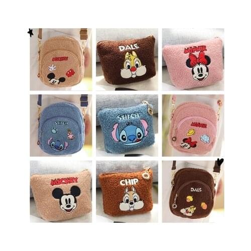 Disney Stitch Pooh Chip Dale Anime Figures Cartoon Product Cosplay Accessories Casual Shoulder Bag Gifts Unisex