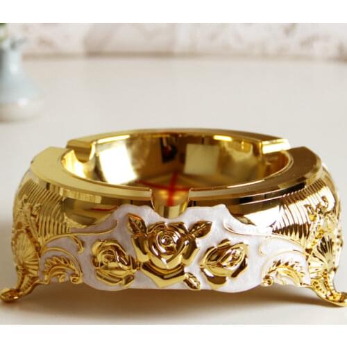 Super Affordable European Gold Ashtray / White Ashtray with Antioxidant Rose / Home Hotel Supplies Advanced Gifts WJ813