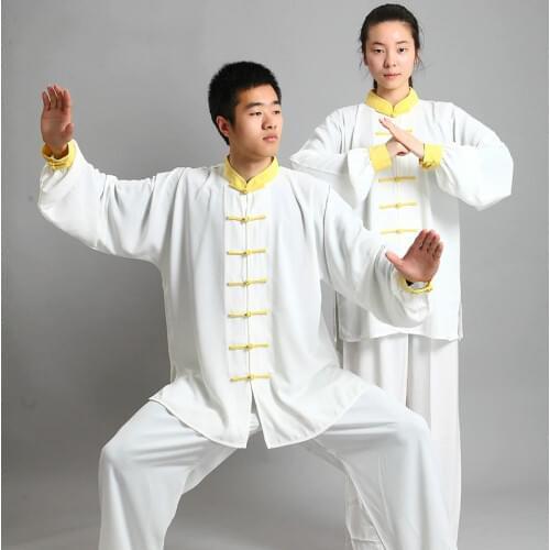 Unisex Traditional Chinese Clothing 14 Color Long Sleeved Wushu TaiChi KungFu Uniform Suit Uniforms Tai Chi Exercise Clothing