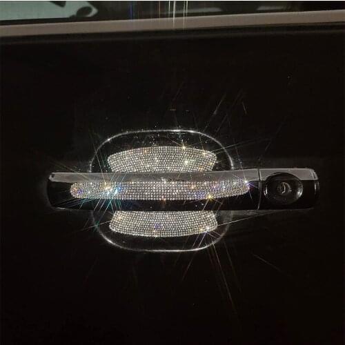 Universal Diamond Door Stickers Cover for Women Girls Car Accessories Set Shiny Rhinestones Car Exterior Handle Trim