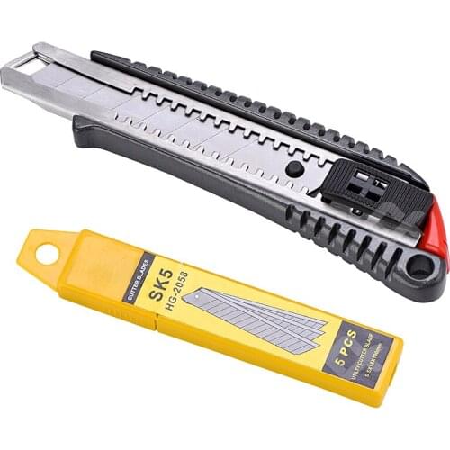 Utility Knife Cutter Retractable Art Knife School Supplies Paper Cutters Hand Tool Wallpaper Knife Stainless Steel QHTITEC