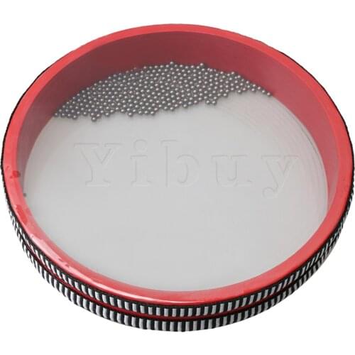 Yibuy 8 Inch Red Wood Shell Ocean Wave Drum with Clear Plastic Drum Skin Sea Sound Percussion Musical Educational Toy for Kid
