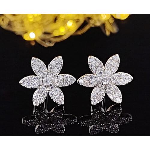 2021 New Trendy Blossoms 925 Sterling Silver Earrings for Women Anniversary Gift Jewelry Wholesale E6419