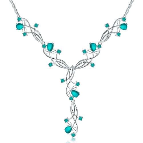 Gems Ballet 5.87ct Natural Green Agate Temperament Gemstone Necklaces For Bridal 925 Sterling Silver Necklace Fine Jewelry