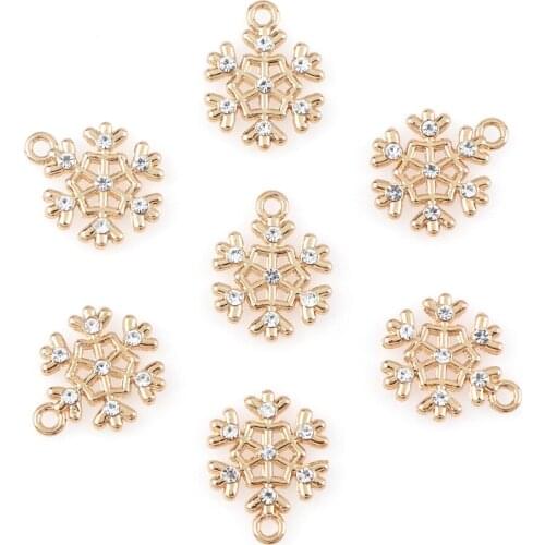 10Pcs Metal alloy snowflake charm For Holiday Decoration DIY Jewellery Pendants Christmas Tree Decoration Festival Decor