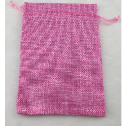 13x18cm10pcs light pink linen jute bag drawstring necklace jewelry package bag gift bag Wedding packaging bag