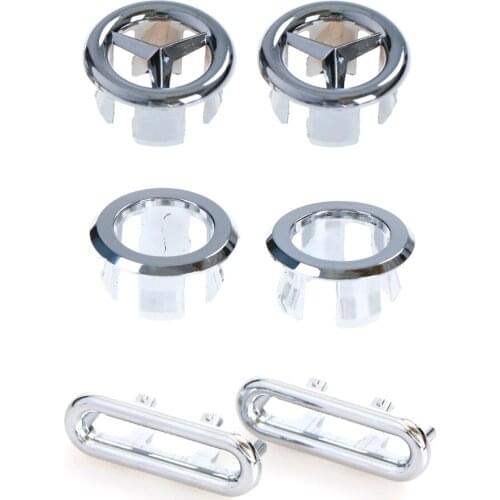 2pcs Bathroom Basin Sink Overflow Ring Six-foot Round Insert Chrome Hole Cover Cap