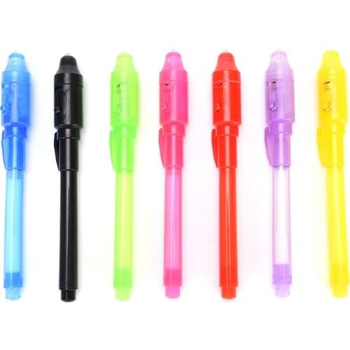 2 In 1 UV Black Light Combo Drawing Invisible Ink Pen Creative Stationery School Office 13.3cm big head light pen