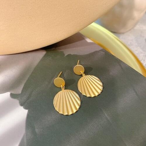 2021 new cold style retro Hong Kong style geometric metal earrings female earrings