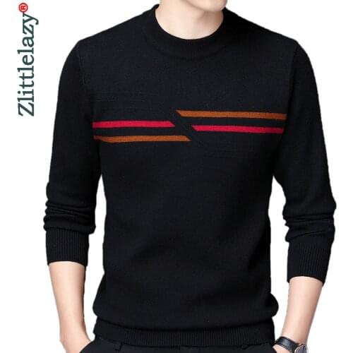 2020 casual knitted thick sweater men pullover clothing fashion clothes striped knit winter warm mens sweaters pullovers 13122