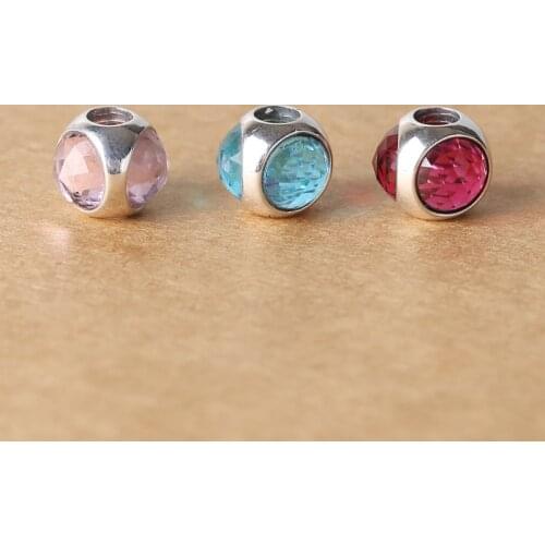 S925 Sterling Silver Fashion Jewelry Accessories Womens Bracelet DIY Pan Duo Pa Crystal Big Hole Separated Bead