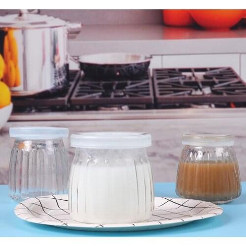 Glass Pudding Bottle Yogurt Cup Jelly Mousse Cup with Lid Glass Bottle Homemade Yogurt Bottle Milk Bottle Kitchen Organizer