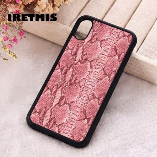 Iretmis 5 5S SE 2020 Phone Cover Case for iPhone 6 6S 7 8 Plus X Xs XR 11 12 Mini Pro Max Rubber Silicone strawberry snake print