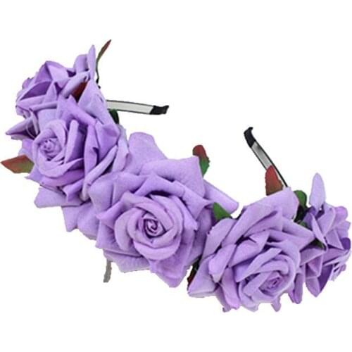 Floral DIY Garland Wreath Rose Flower Headband Crown Wedding Hairband Headpieces Boho Decor Party Beach Festival