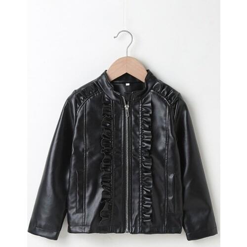 Girls' Leather Jackets Childrens Leather Jackets Girls' Sestern Style Punk Motorcycle Tops Suitable for 3-7 years old