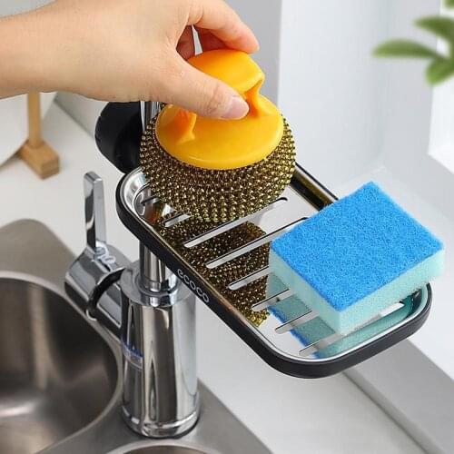 Kitchen Suction Cup Sink Drain Rack Sponge Storage Holder Kitchen Sink Soap Rack Faucet Holder Storage Rack Bathroom Holder