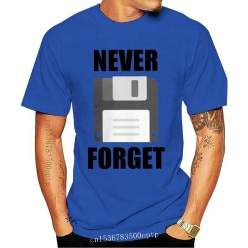 Men T Shirt Never Forget Vintage Disc Programmer Code 1980s 80s 90s 1990s Retro Diskette PC Tees Clothing 100% Cotton T-shirt