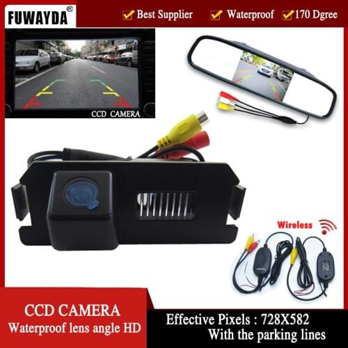 FUWAYDA 4.3 Inch Mirror Monitor Wireless CCD Car Rear View Camera night vision for HYUNDAI I30 GENESIS COUPE Tiburon KIA SOUL