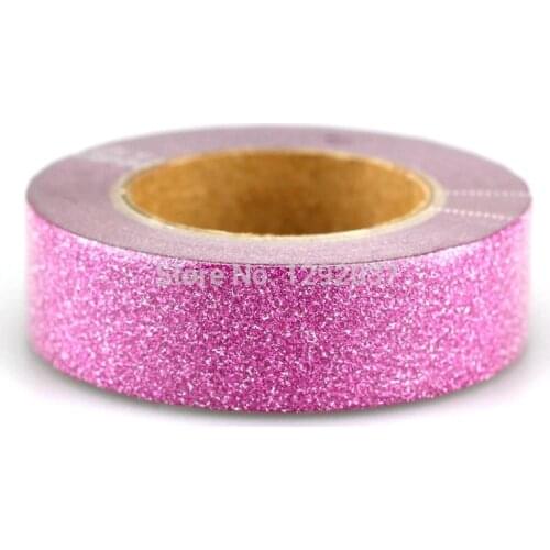 1PCS 15mm*10m Dark Pink Glitter Tape Decorative Washi Tape Paper DIY Scrapbooking Adhesive Tapes for Photo Album Stationery