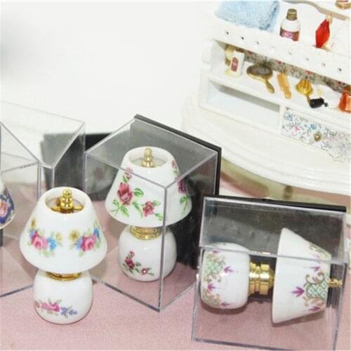 Mini Ceramic Lamp Miniatures Dollhouse Toy Porcelain Miniature 1:12 Table Lamp Doll House 1:12 Accessories
