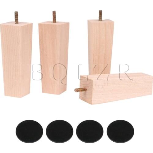 BQLZR 4Pieces Beech Wooden Furniture Legs Couch Chair Table Legs 15cm Height