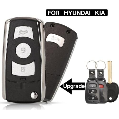 Kutery 10PCS 4 BTN Modified Flip Smart Remote Key Shell Case Cover For Kia Hyundai Accent 2016 Right slot of end milling blank