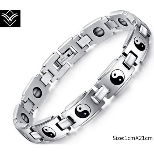 Fashion Yin Yang Feng Shui Tai Chi Titanium Bracelet Hot Sale