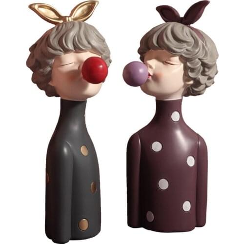 Fashion Birthday Gift Blowing Bubble Girl Statue Girl Bust Home Decoration Accessories Room Decor Nice Gift For Girlfriend Wife