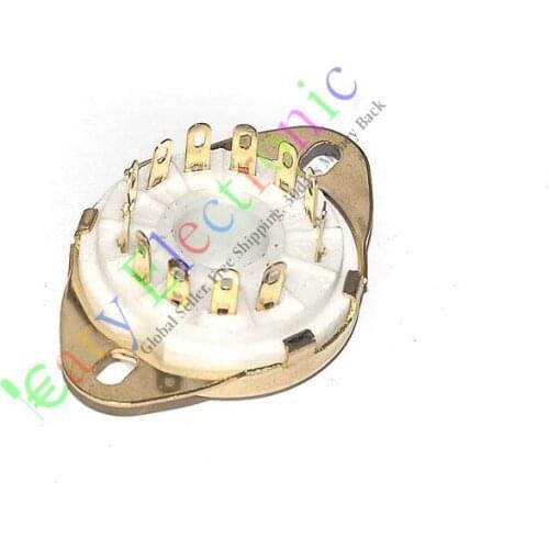 Wholesale and retail 8pcs 12pin GOLD Ceramic vacuum tube sockets top mount base valve for 50CA10 amp free shipping