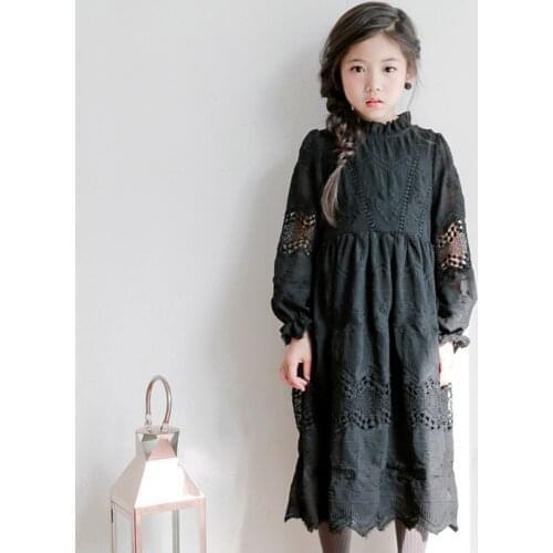 Baby Princess Dress Fashion Kids Dresses For Girls Ball Gown Toddler Teens Clothing Girls Party Black Lace Dress 4-14Yrs