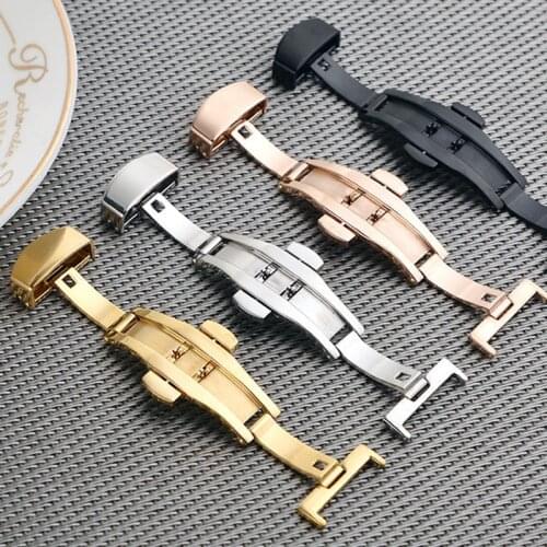 12/14/16/18mm Stainless Steel Durable Double Folding Butterfly Buckle Watch Band Deployment Clasp Watches Accessories