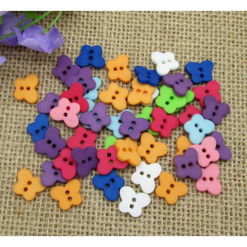 100pcs 15mm Mixed Butterfly model Resin Buttons For Clothes Crafts Sewing Scrapbooking Decorative Needlework DIY Accessories