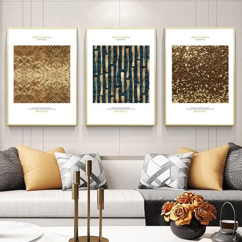 Luxury Models Canvas Paintings Print Posters Nordic Minimalist Gold Foil Leaf Morden Living Room Decor