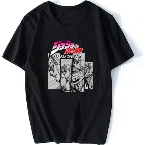 Jojos Bizarre Adventure Vintage Men Manga T-shirt Harajuku Streetwear Cotton Camisetas Hombre Men Vaporwave Japan Anime Shirt