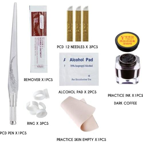 Microblading Kit Eyebrow Tattoo Practice Kit Practice Pigment Manual Tattoo Pen Tattoo Needles Permanent Makeup Tattoo Supplies