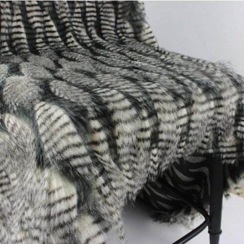 Gray Green Jacquard Plush Pheasant Faux Fur Printed Fabric For Coat Collar Bag Shoes Home Textile Clothes Toy Crafts Sewing