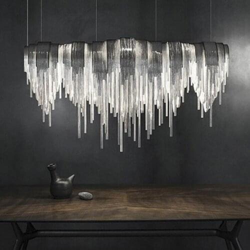 Manggic Modern Luxury Tassel LED Chandelier Creative Suspend Lamp For Hotel Living Room Cafe Silver Gold Aluminum Hang Light