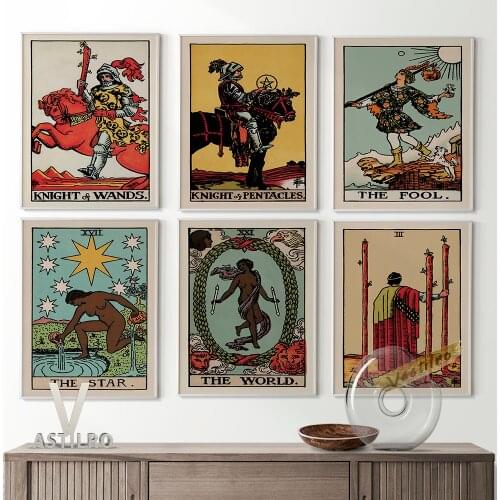 Traditional The Grand Alcana Tarot Poster Astrology Divination Card Retro Canvas Painting Occultism Art Prints Home Decor Gift