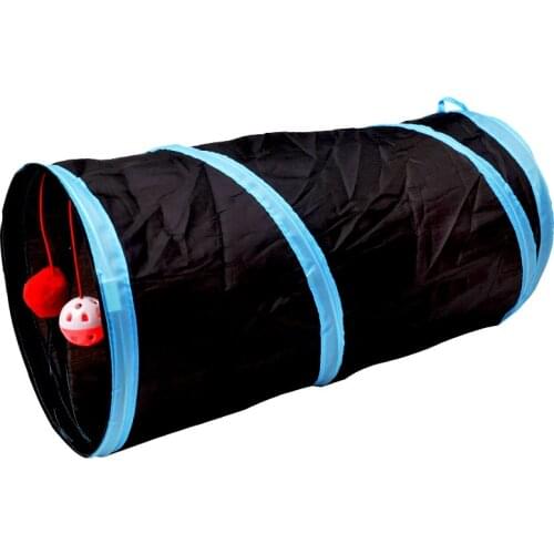 2 Holes Cat Tunnel Toy Funny Pet Play Tubes Balls Collapsible Crinkle Kitten Toys Puppy Ferrets Rabbit Play Dog Channel Tubes