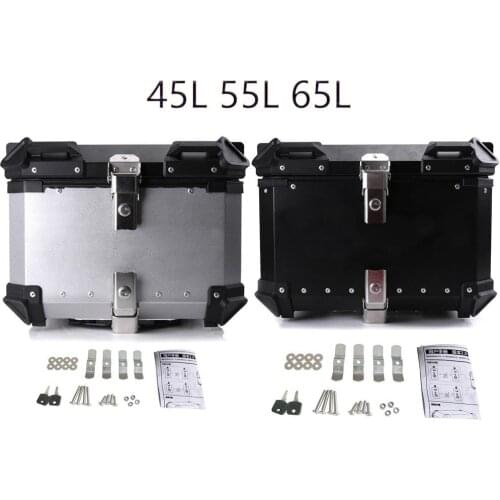 45L 55L 65L Universal Motorcycle Rear Trunk Tail Box Removable Luggage Helmet Lock Toolbox Case Aluminum Alloy Modified