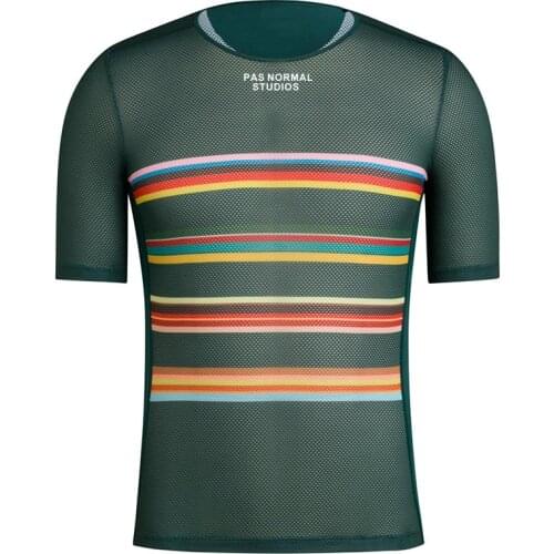 Por team cycling Base Layer dark green mesh shirt short sleeve base layer chaleco ciclismo hombre lightweight performance fabric