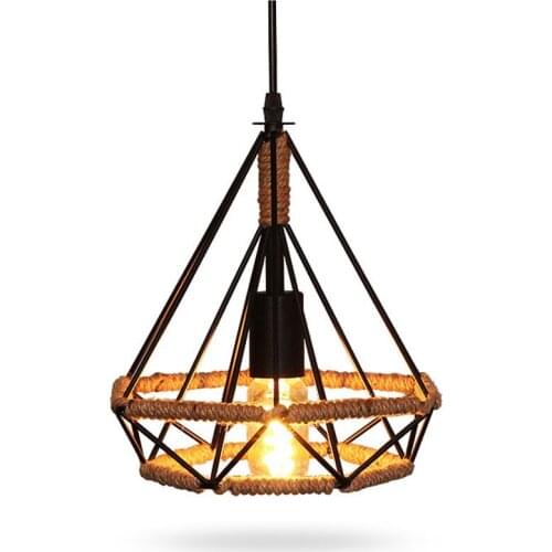 Vintage Hemp Rope Mediterranean Pendant Light E27 Loft Creative Personality Industrial Pendant Lamp For Restaurant Coffee Bar