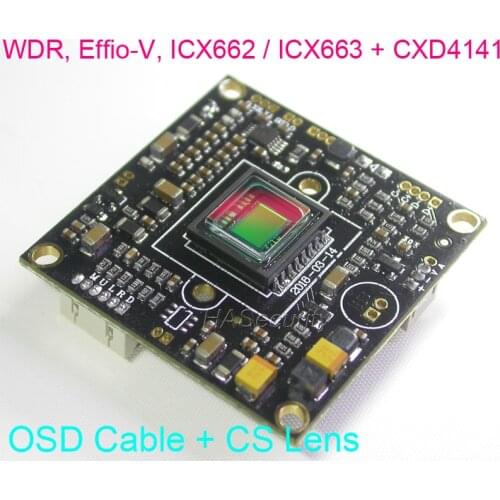 WDR Effio-V , 1/3" Sony Super HAD CCD ICX662 / ICX663 + CXD4141 CCTV camera module +OSD cable +CS mount Lens