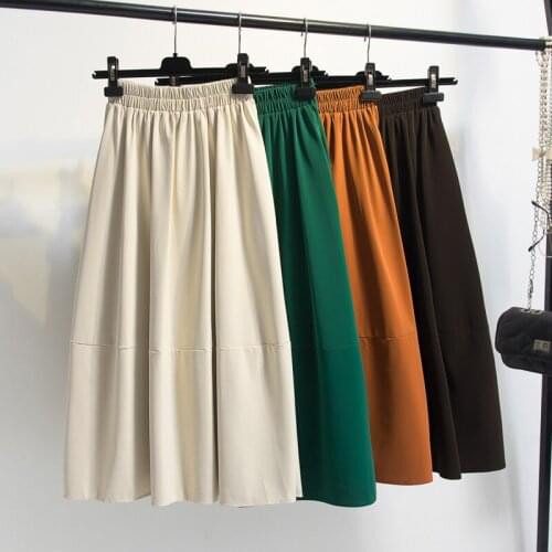 Korobov Vintage Elegant Office Lady PU Midi Skirts Korean Chic Autumn Winter New Faldas Mujer Vintage A-Line Japanese Skirt
