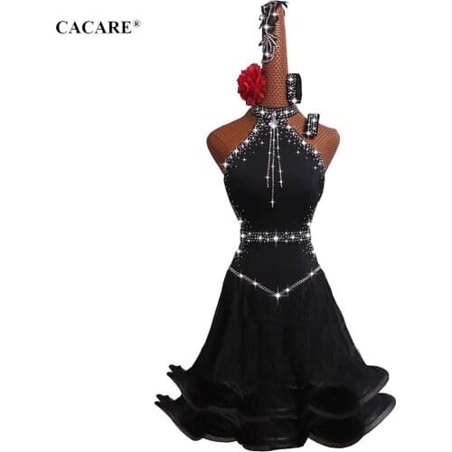 Luxury Latin Dance Dress Women Latina Salsa Latin Dance Competition Dresses Fringe Tango Samba D0112 Fluffy Hem with Accessories