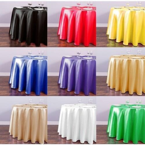 1pcs 145cm Round Satin Tablecloth Table Cover Solid Color Table Cloth For Christmas Birthday Wedding Party Hotel Decoration