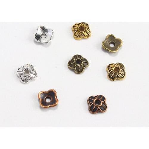 100Pcs 7x2.2mm Clover Cross FlowerSparer Loose End Beads Caps for Jewelry Making Finding Diy Accessories Component Wholesale