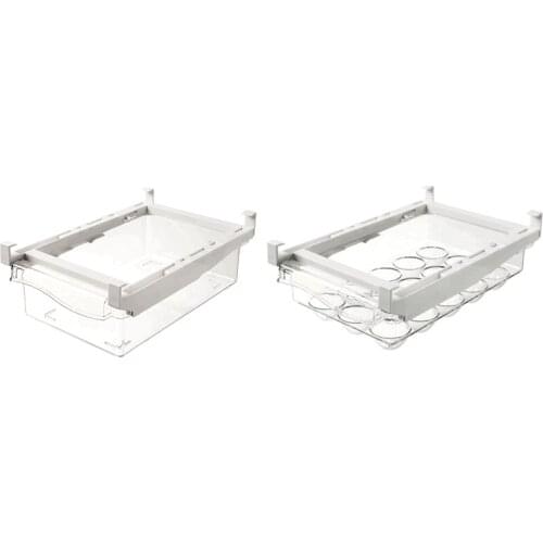 2PCS/SET Refrigerator Organizer Bins Narrow Fridge Organizers for Freezer, Kitchen,Cabinets Clear Plastic Storage Rack