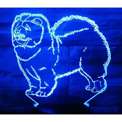 3D Lamp lovely Chow Chow Dog Desk Table Light 7 Colors Changing Touch Control Lamp Gift for Christmas Birthday Valentines Day