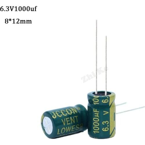 50 Pcs/Lot High Quality 1000UF 6.3V High frequency low impedance 8*12 aluminum Electrolytic Capacitors 1000 UF 6.3 V IC 20